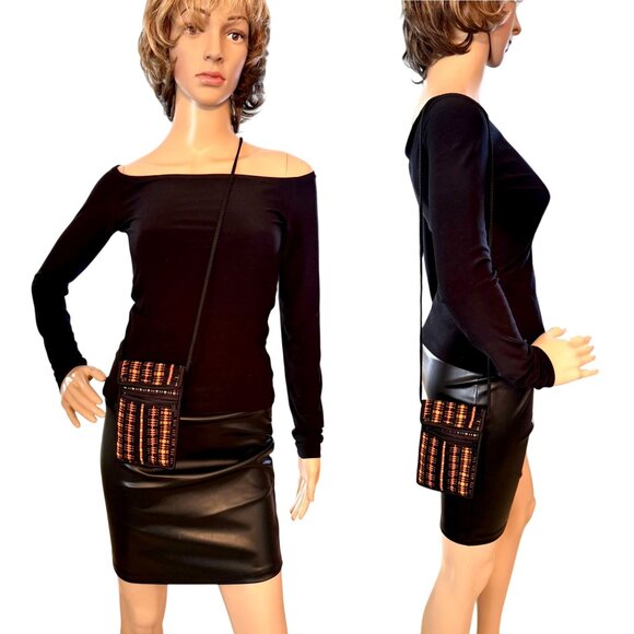 African Inspired Crossbody Bag Tribal Pattern - Flap and Zipper Pocket- Handmade - Picture 2 of 12